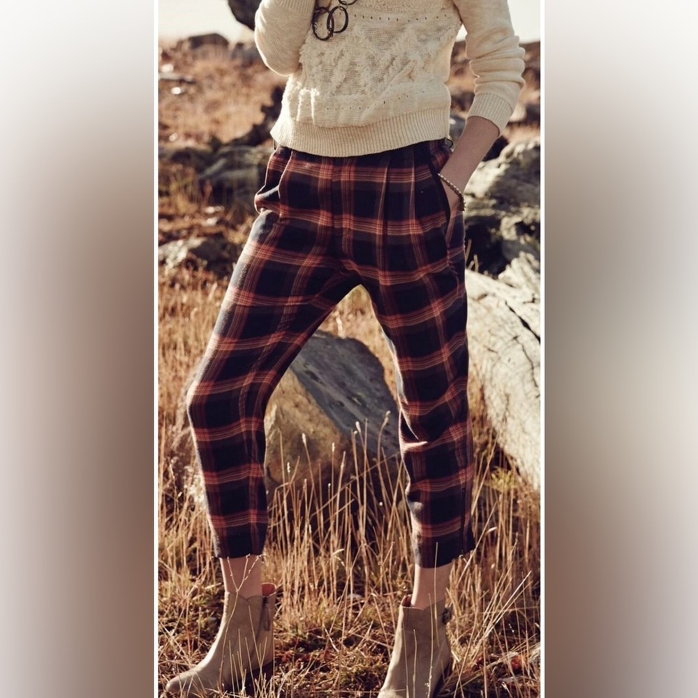 Anthropologie Cartonnier Tartan Plaid Cropped Pants